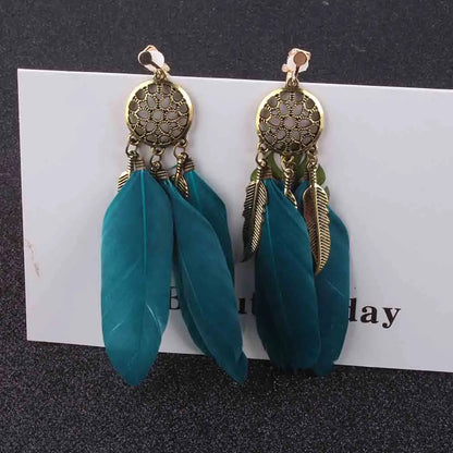 Bohemian Feather Clip-on Earrings