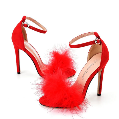 Fluffy Peep Toe Stilettos