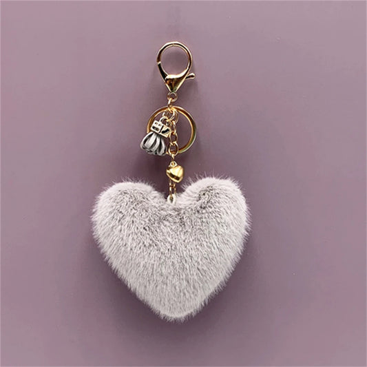Heart Pompom Keychain