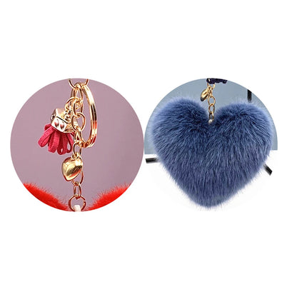 Heart Pompom Keychain