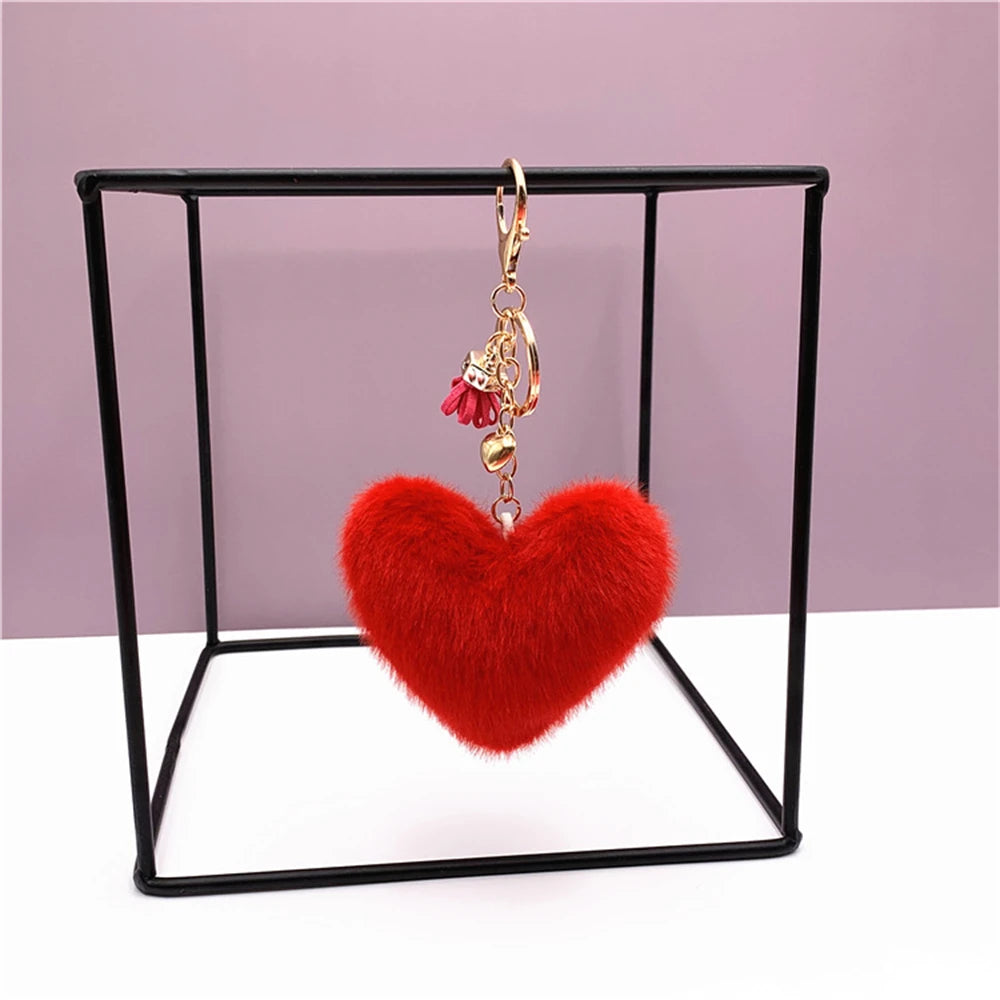 Heart Pompom Keychain