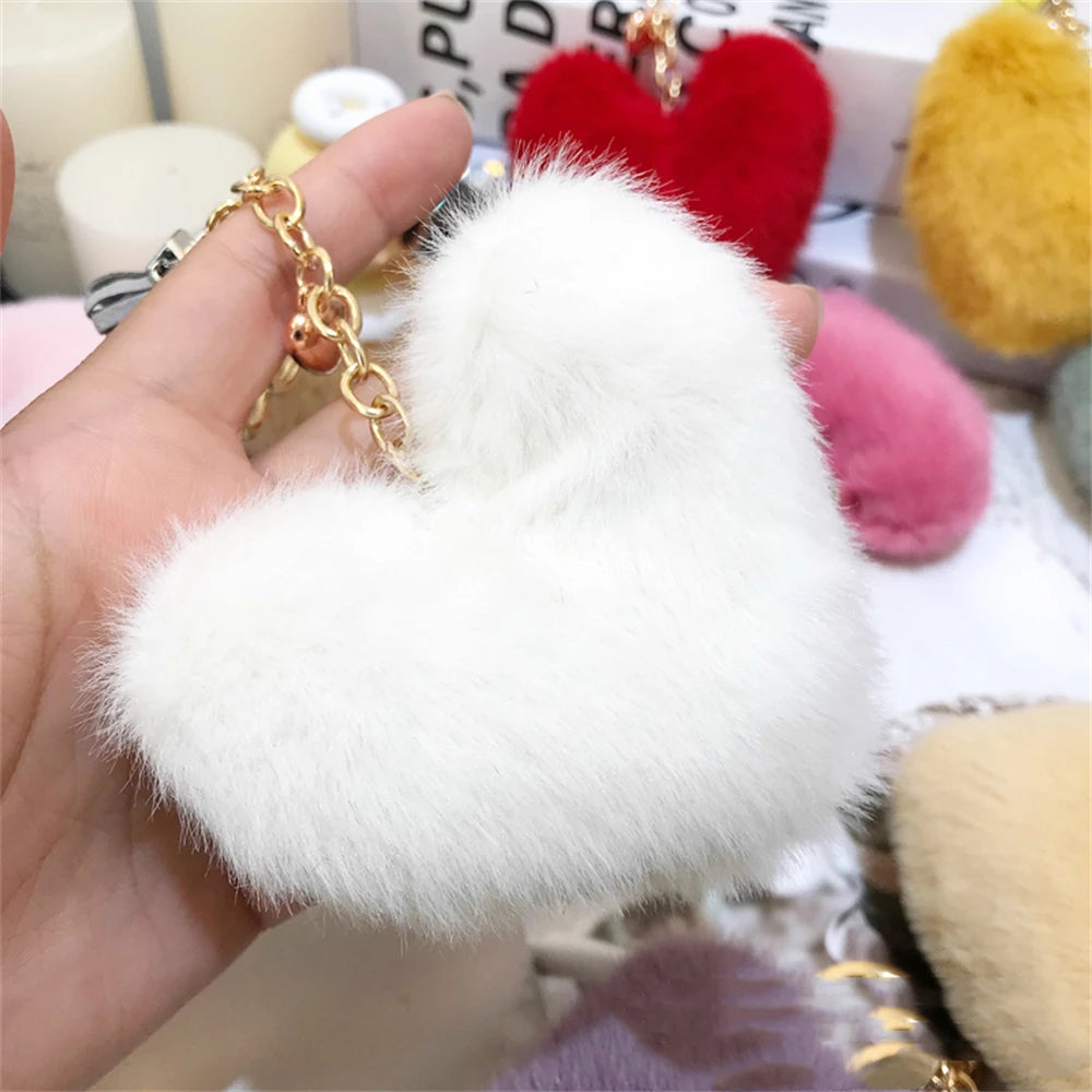 Heart Pompom Keychain