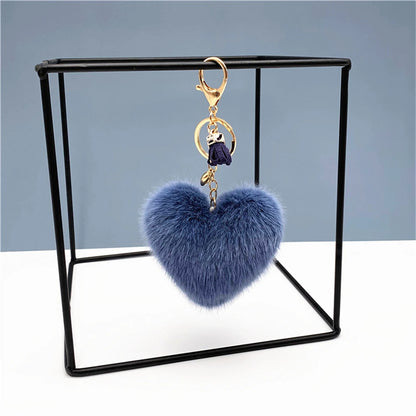 Heart Pompom Keychain